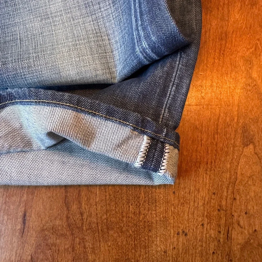 Stevenson Energie Jeans Mens 38 Blue Straight‎ Leg Whiskered Faded Denim Italy